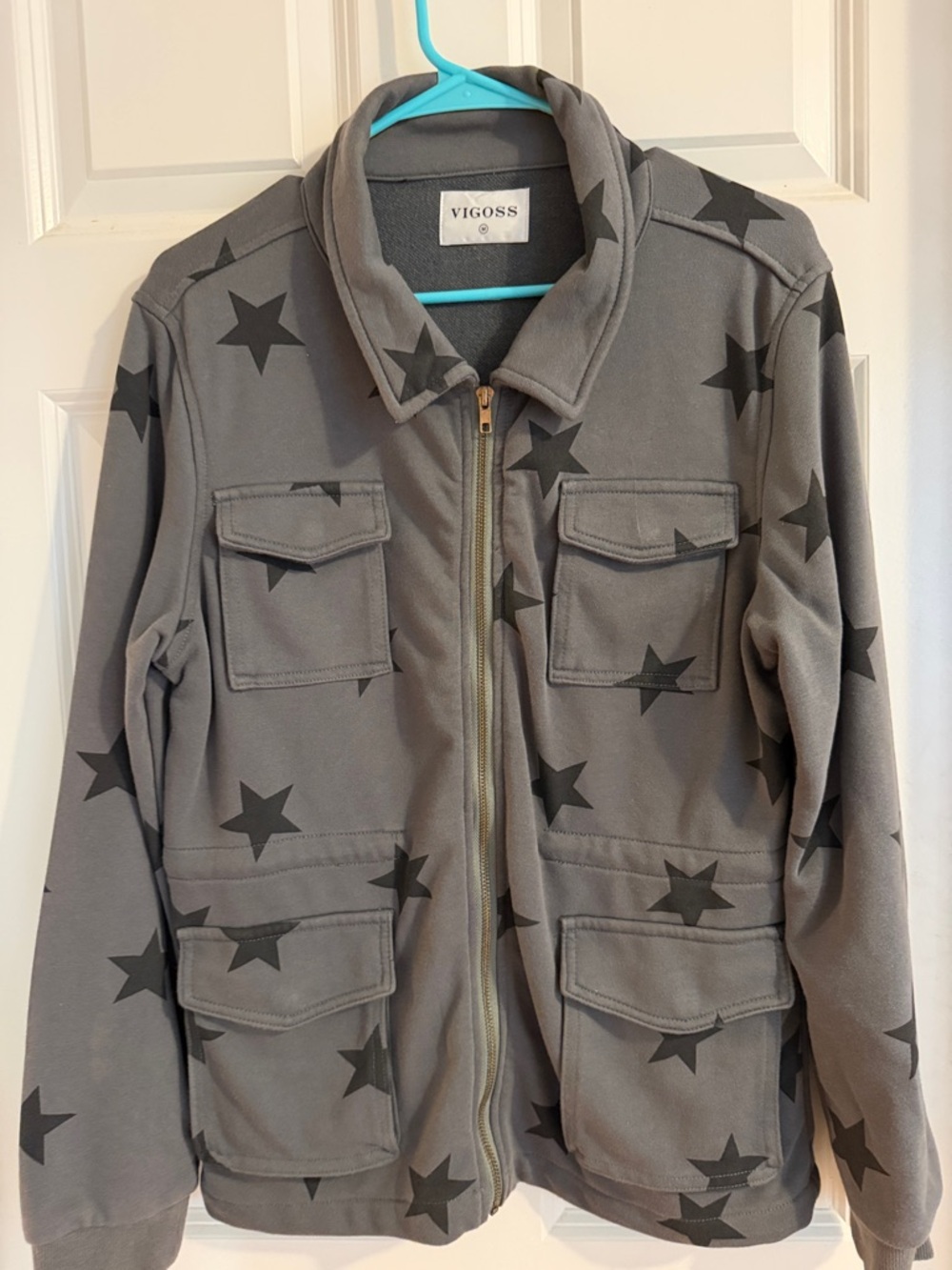 Vigoss Gray Jacket with Black Star Print